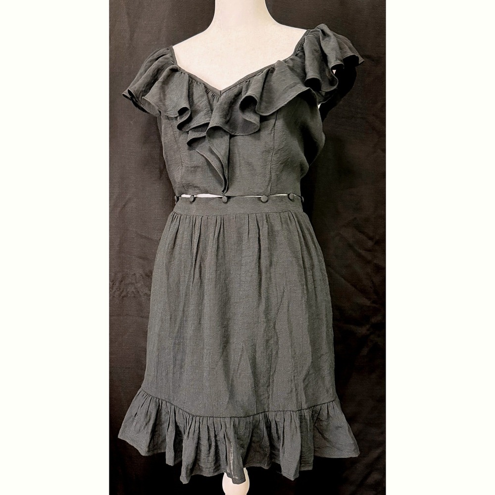 MINKPINK Feel the Breeze Black Cutout Ruffle Mini Dress Boho Chic Small New